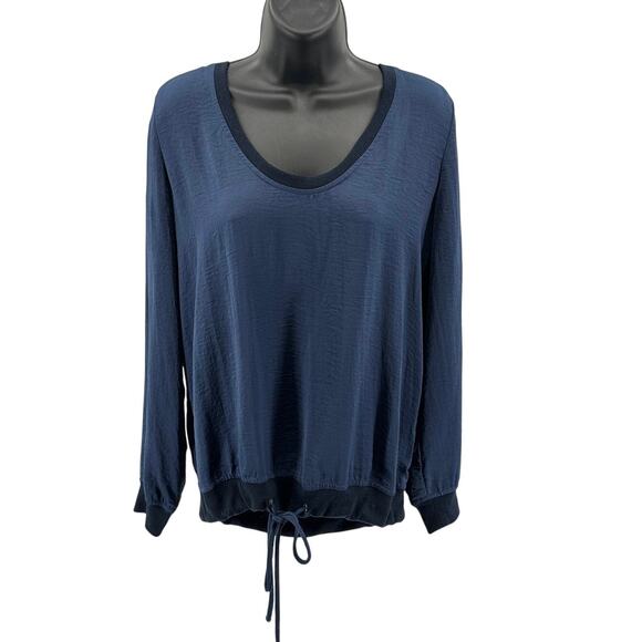 Harlowe & Graham Blouse WMNS S  Blue Adjustable Hem Long Sleeve Casual Top - Picture 1 of 7